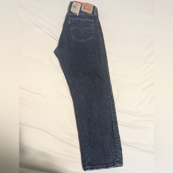 Levi's 501 Blue Ankle Cropped Jeans with Lived-In Look 29X26 - Picture 3 of 8